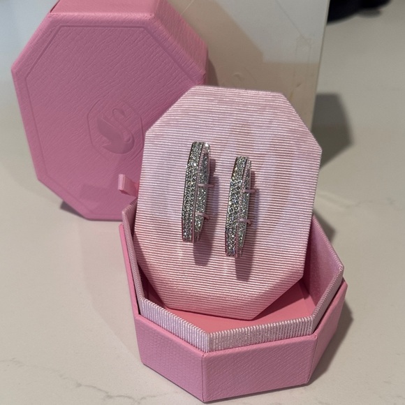 Swarovski Jewelry - Swarovski Silver Crystal Hoop Earrings
